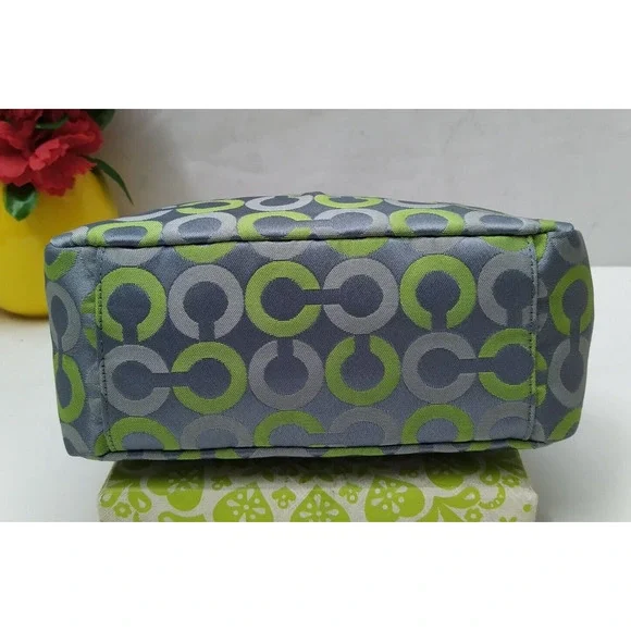 Coach Gray Canvas Leather Trim Zipper Closure Small Hobo Bag - Picture 5 of 12